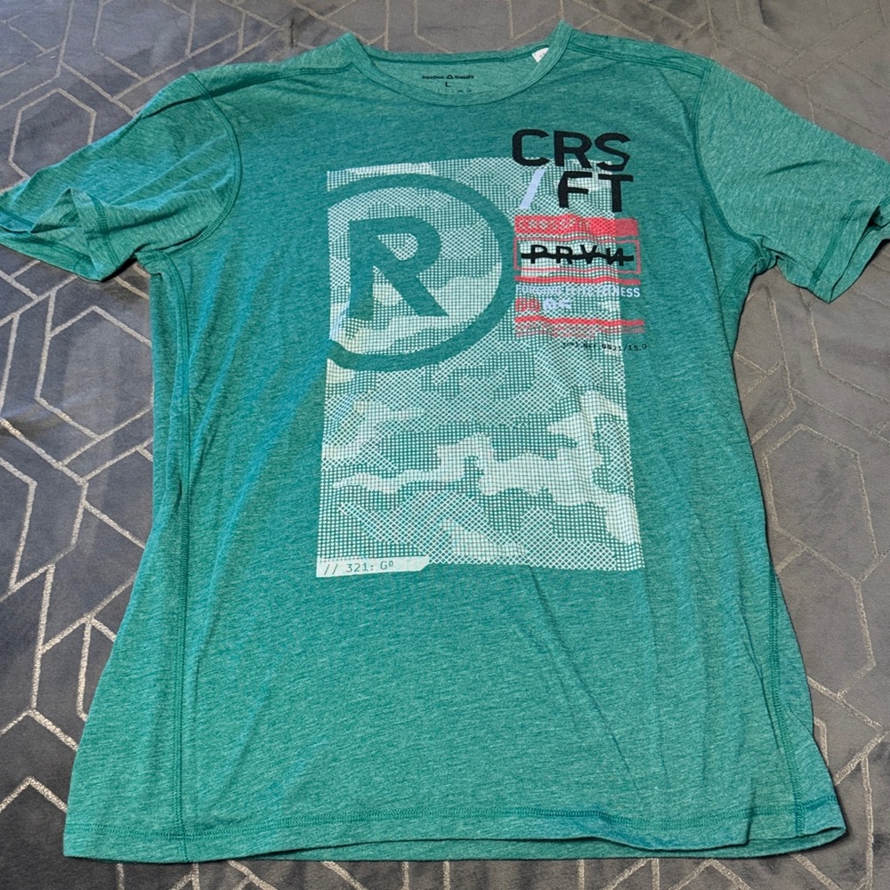 Reebok Heather Green CrossFit Graphic Men's Tee Size Large